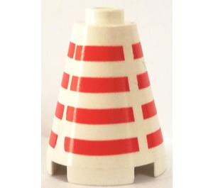 LEGO Cone 2 x 2 x 2 with Horizontal Red Stripes Pattern (Open Stud) (3942)