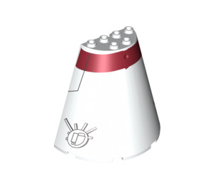 LEGO Cone 8 x 4 x 6 Half with Dark Red Stripe (87412 / 93799)