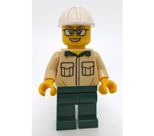 LEGO Bouw Engineer / Architect - Female (Tan Shirt, Dark Green Poten) minifiguur