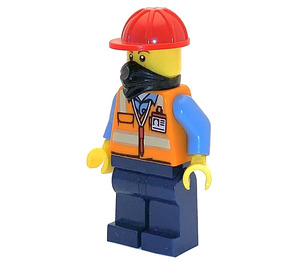 LEGO Bouw Worker - Male (Rood Bouw Helm, Zwart Bandana) minifiguur