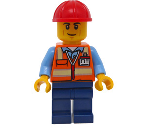 LEGO Byggarbetare - Man (Röd Konstruktion Hjälm, Smirk) Minifigur