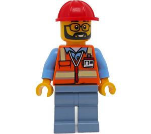 LEGO Bouw Worker Male (met Beard en Glasses) minifiguur