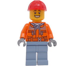 LEGO Construction Worker, Male with Red Hard Hat Minifigure