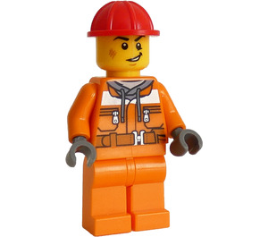 LEGO Bauarbeiter - Orange Jacke Minifigur