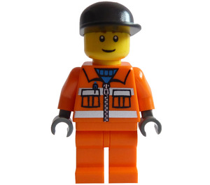 LEGO Bouwvakker met Zwart Pet Minifiguur