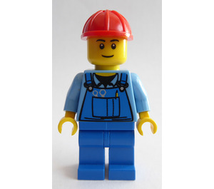 LEGO Stavební dělník s Modrá overall s tools v pocket a Červená Konstrukce Helma (Stavebnice 4434) Minifigurka