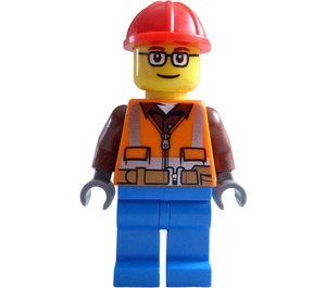 LEGO Stavební dělník s Brýle a Modrá Nohy Minifigurka