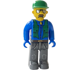 LEGO Construction worker with Green Cap Minifigure