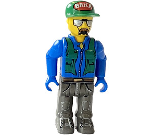 LEGO Construction worker with Green Cap with Brick Logo Minifigure