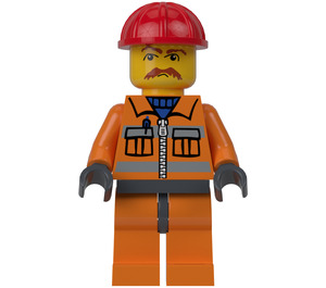 LEGO Construction Worker with Grumpy Moustache Minifigure