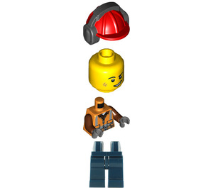 LEGO Construction Worker with Helmet and Headphones Minifigure | Brick ...