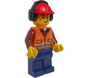 LEGO Konstruktion Worker mit Helm und Headphones Minifigur