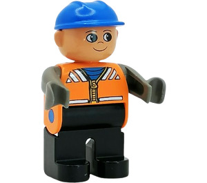 LEGO Construction Worker with Orange Safety Vest Duplo Figure