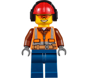 LEGO Bouw Worker met Sunglasses en Earmuffs minifiguur