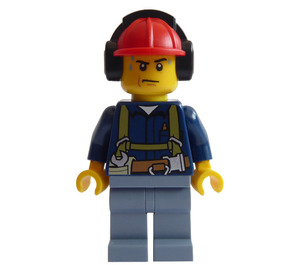 LEGO Bauarbeiter mit Sweaty Gesicht und Earmuffs Minifigur