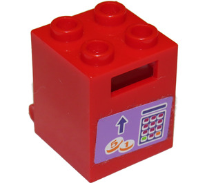 LEGO Container 2 x 2 x 2 mit Keyboard, coins und Pfeil Aufkleber mit versenkten Bolzen (4345)
