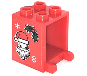LEGO Container 2 x 2 x 2 mit Santa Aufkleber mit versenkten Bolzen (4345)