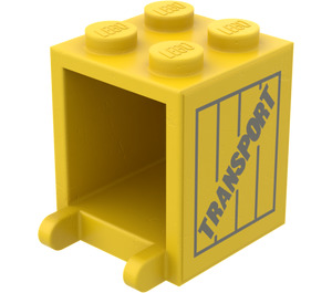 LEGO Container 2 x 2 x 2 mit 'Transport' Aufkleber mit festen Bolzen (4345)