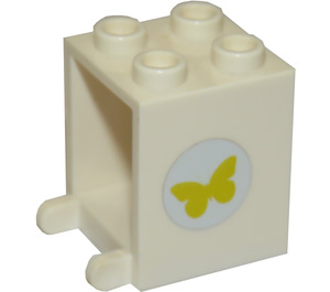 LEGO Container 2 x 2 x 2 met Geel butterfly Sticker met verzonken noppen (4345)