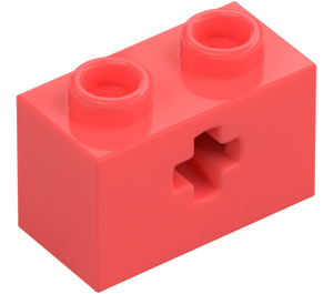 LEGO Korálová Kostka 1 x 2 s Otvor pro nápravu ('+' Otvor a spodní trubice) (31493 / 32064)