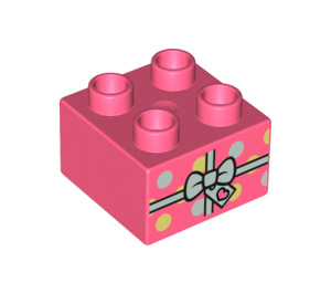 LEGO Koralle Duplo Backstein 2 x 2 mit Spotty present mit Bow (3437 / 66011)