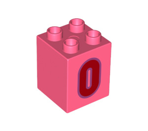 LEGO Koralle Duplo Backstein 2 x 2 x 2 mit Number 0 (31110 / 77917)