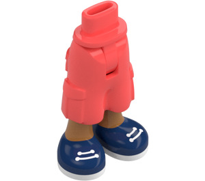 LEGO Coral Minidoll Hip with Shorts with Cargo Pockets with Dark Blue Shoes (2268)