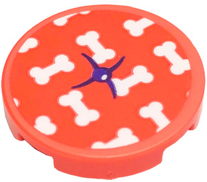 LEGO Coral Tile 2 x 2 Round with Bones, Button Sticker with Bottom Stud Holder (14769)