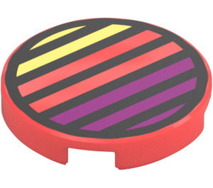 LEGO Coral Tile 2 x 2 Round with Colored Stripes with Bottom Stud Holder (14769 / 102698)