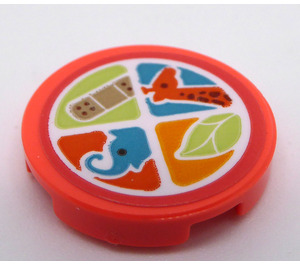 LEGO Coral Tile 2 x 2 Round with Wildlife Rescue Logo Sticker with Bottom Stud Holder (14769)