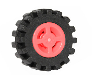 LEGO Korall Wheel Rim Ø8 x 6.4 with Side Notch with Tire with Offset Tread with Band Around Center of Tread