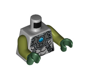 LEGO Cragger, Flad Sølv Rustning No Kap Minifig Torso (973 / 76382)