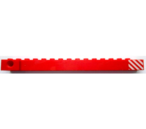 LEGO Crane Arm Outside with Red and White Stripes Sticker Wide with Notch