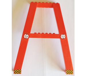 LEGO Crane Support - Double with 10m Height Limit and Danger Stripes Sticker (Studs on Cross-Brace) (2635)
