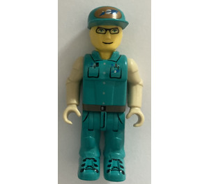 LEGO Crewmember met Dark Turquoise Overalls minifiguur