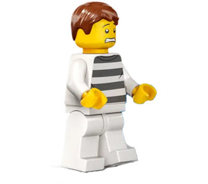 LEGO Crimineel met Grijs Striped Top en Reddish Bruin Haar Minifiguur