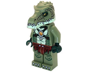 LEGO Krokodil Tribe Warrior mit Yellowish Grün Untere Kiefer Minifigur