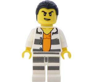 LEGO Bedragare i Vit med Grey Horisontell Ränder Minifigur