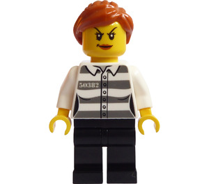 LEGO Escroc avec Prison Chemise et Orange Sombre Cheveux Minifigurine