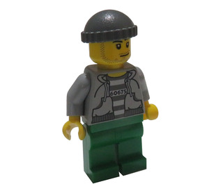 LEGO Crook with Prison Shirt, Gray Knitted Cap and Open Sweater Minifigure