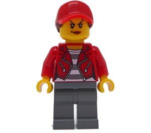 LEGO Crook with Prison Shirt under Red Jacket and Red Lipstick Minifigure