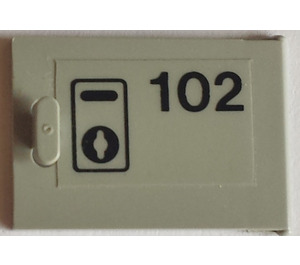 LEGO Kast 2 x 3 x 2 Deur met '102', Keyhole Sticker (4533)