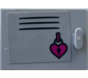 LEGO Cupboard 2 x 3 x 2 Door with Black Vent Lines, Locker, and Heart Padlock Sticker (4533)
