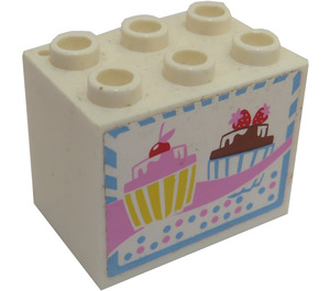 LEGO Cupboard 2 x 3 x 2 with 2 cupcakes Sticker with Recessed Studs (92410)