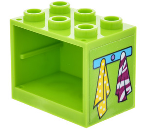 LEGO Cupboard 2 x 3 x 2 with Kitchen tea towels Sticker with Recessed Studs (92410)