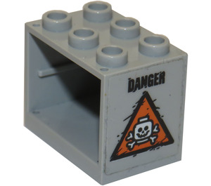 LEGO Cupboard 2 x 3 x 2 with Orange Triangle and 'DANGER' (Right) Sticker with Recessed Studs (92410)