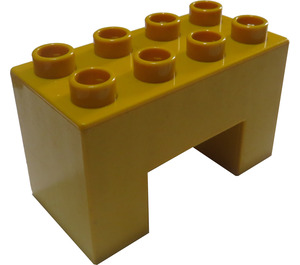 LEGO Curry Duplo Brick 2 x 4 x 2 with 2 x 2 Cutout on Bottom (6394)
