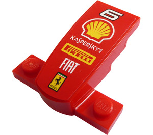 LEGO Zakřivený Přední Koncovka a Základna 4 x 4 x 1.3 s '6', Shell logo, 'KASPERSKY lab', 'PIRELLI', 'FIAT' a Ferrari logo Samolepka (93589)