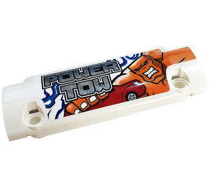 LEGO Curved Panel 11 x 3 with 2 Pin Holes with Car, 'POWER TOW', Lightning Sticker (62531)