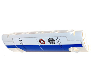 LEGO Curved Panel 11 x 3 with 2 Pin Holes with Danger Symbol   silver handle right Sticker (62531)
